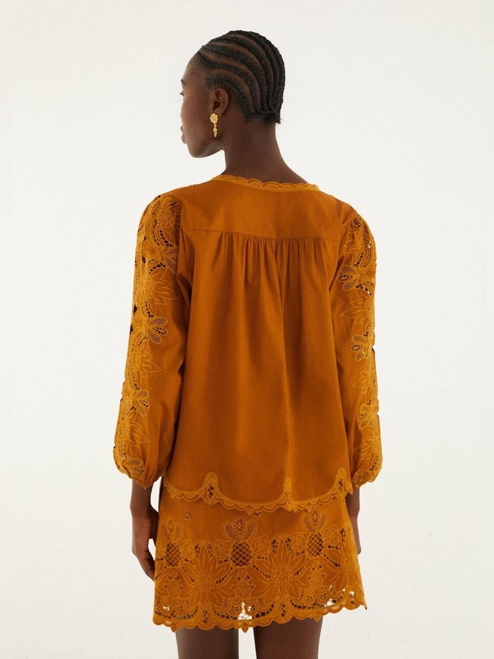 Farm Rio Camel Richelieu Long Sleeve Blouse - Picture 3 of 8